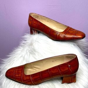Etienne Aigner Leather Block Heel Square Toe